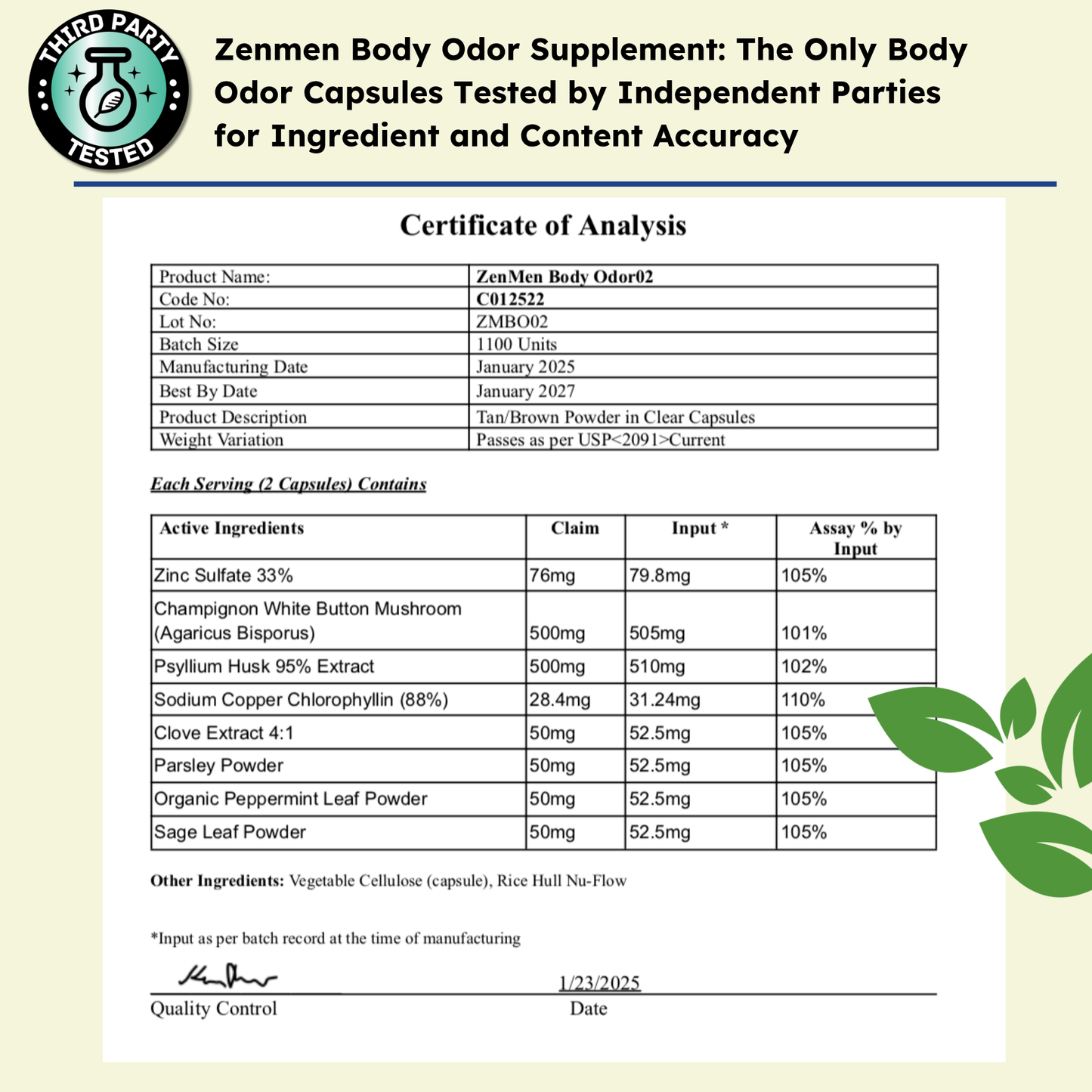 Body Odor Supplement