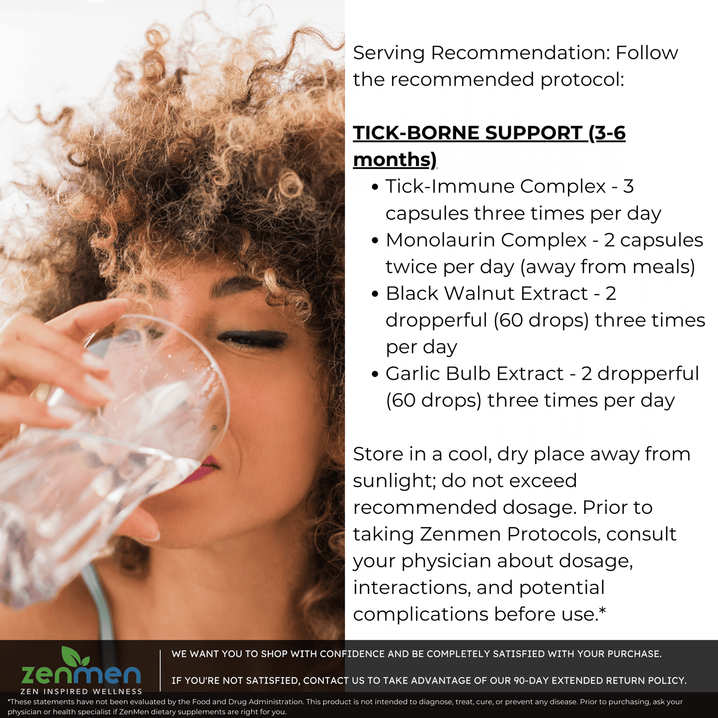 Zenmen Tick Immune Support, Monolaurin, Garlic, and Green Black Walnut Protocol