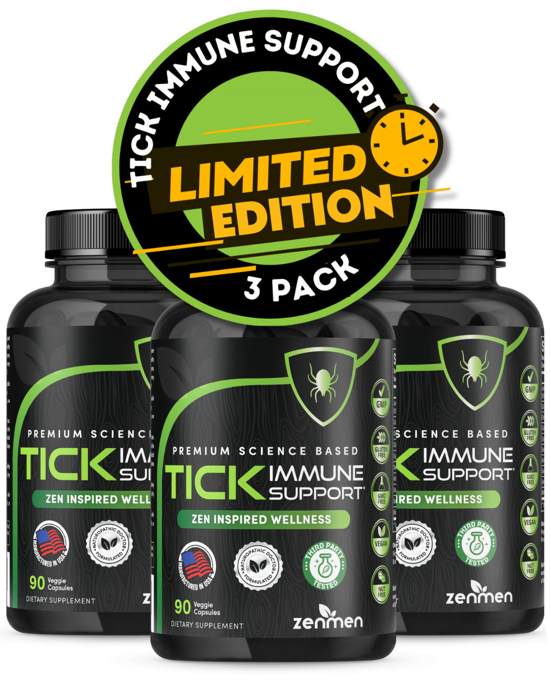 Zenmen Tick Immune Support limited edition 3 bottle pack