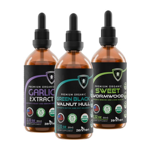 Zenmen Herbal Cleanse Tincture - Green Black Walnut, Sweet Wormwood & Garlic Bundle