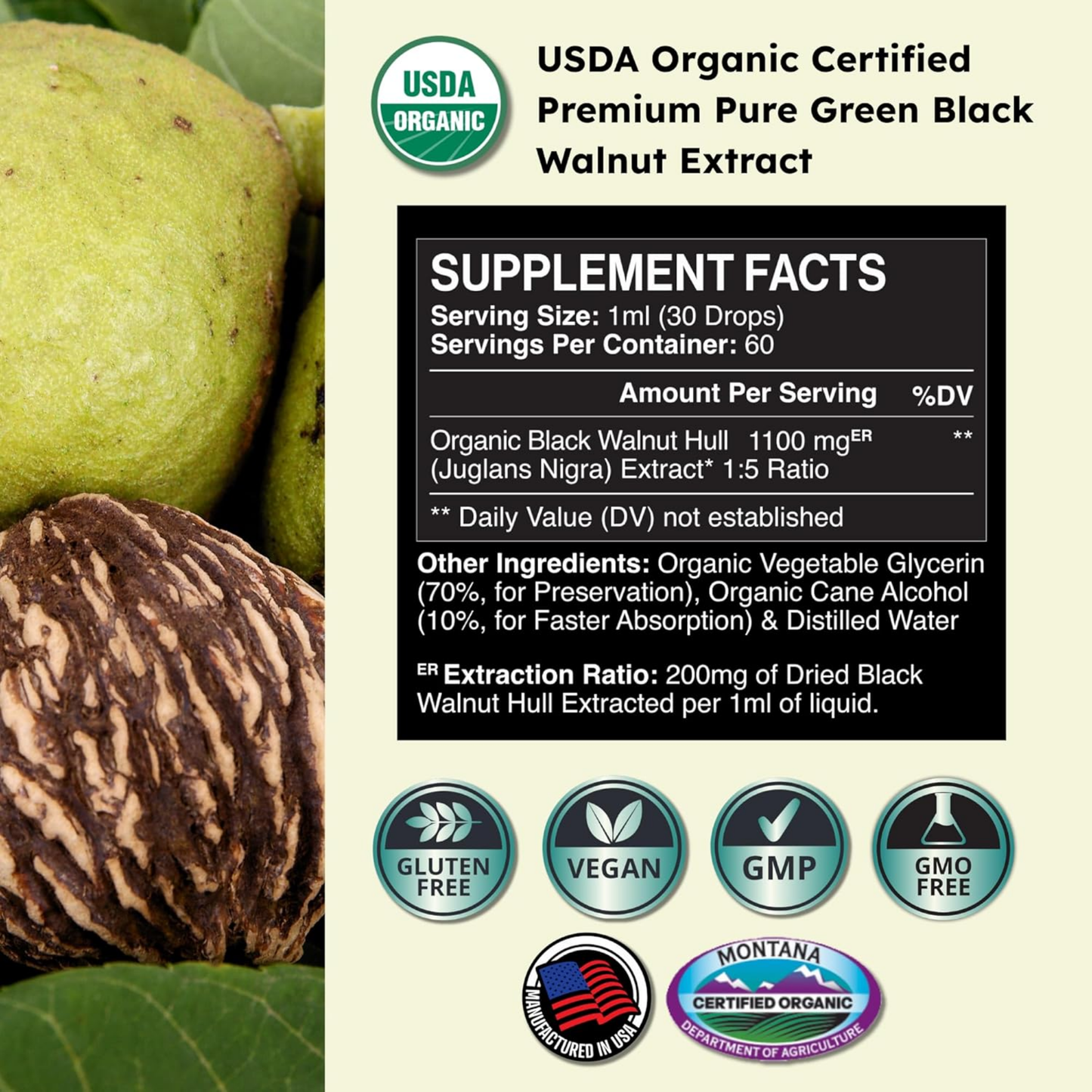 Zenmen Green Black Walnut Tincture - Supplement Facts