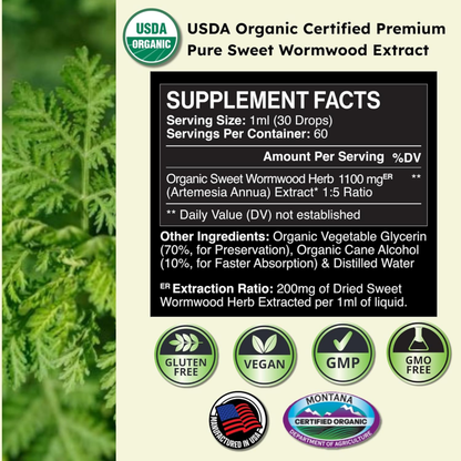 Zenmen Sweet Wormwood Tincture - Supplement Facts