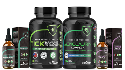 Zenmen Tick Immune Support, Monolaurin, Garlic, and Green Black Walnut Protocol