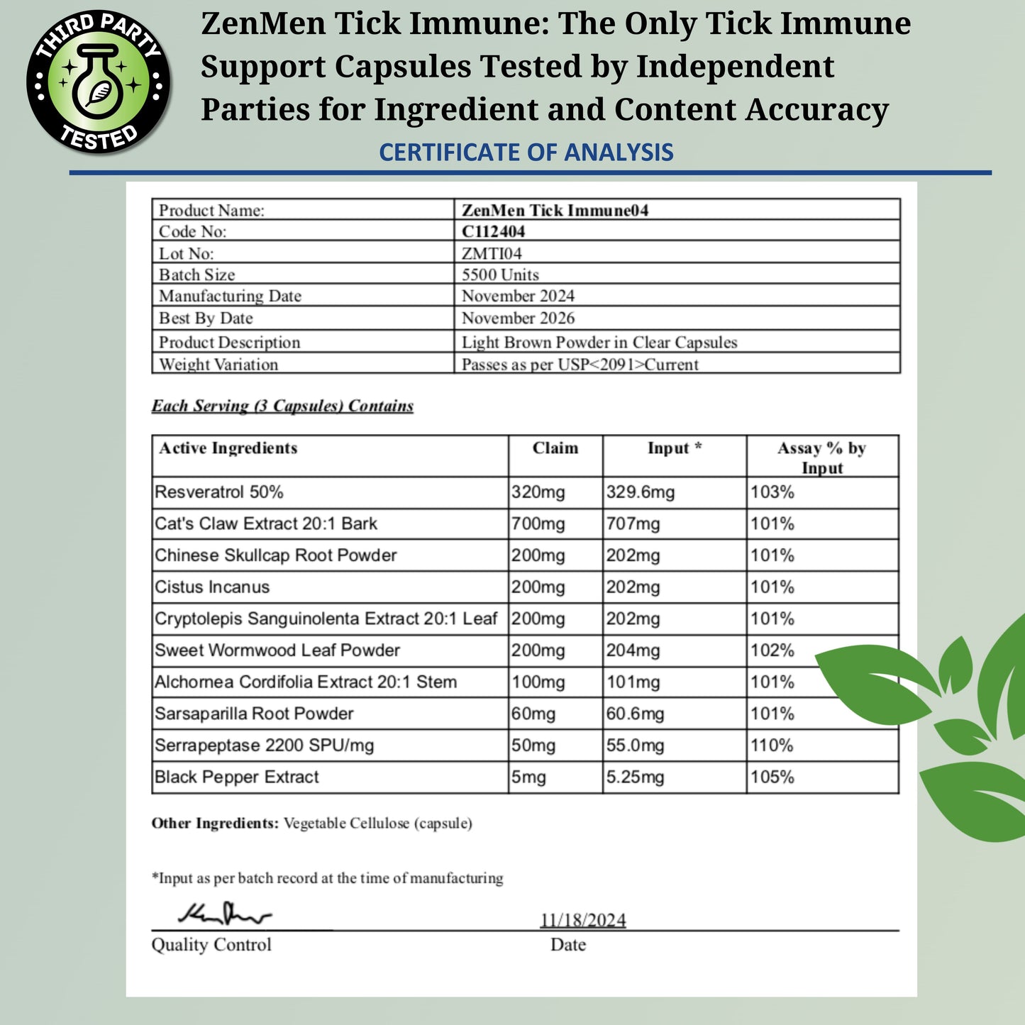 Tick Immune Support Supplement