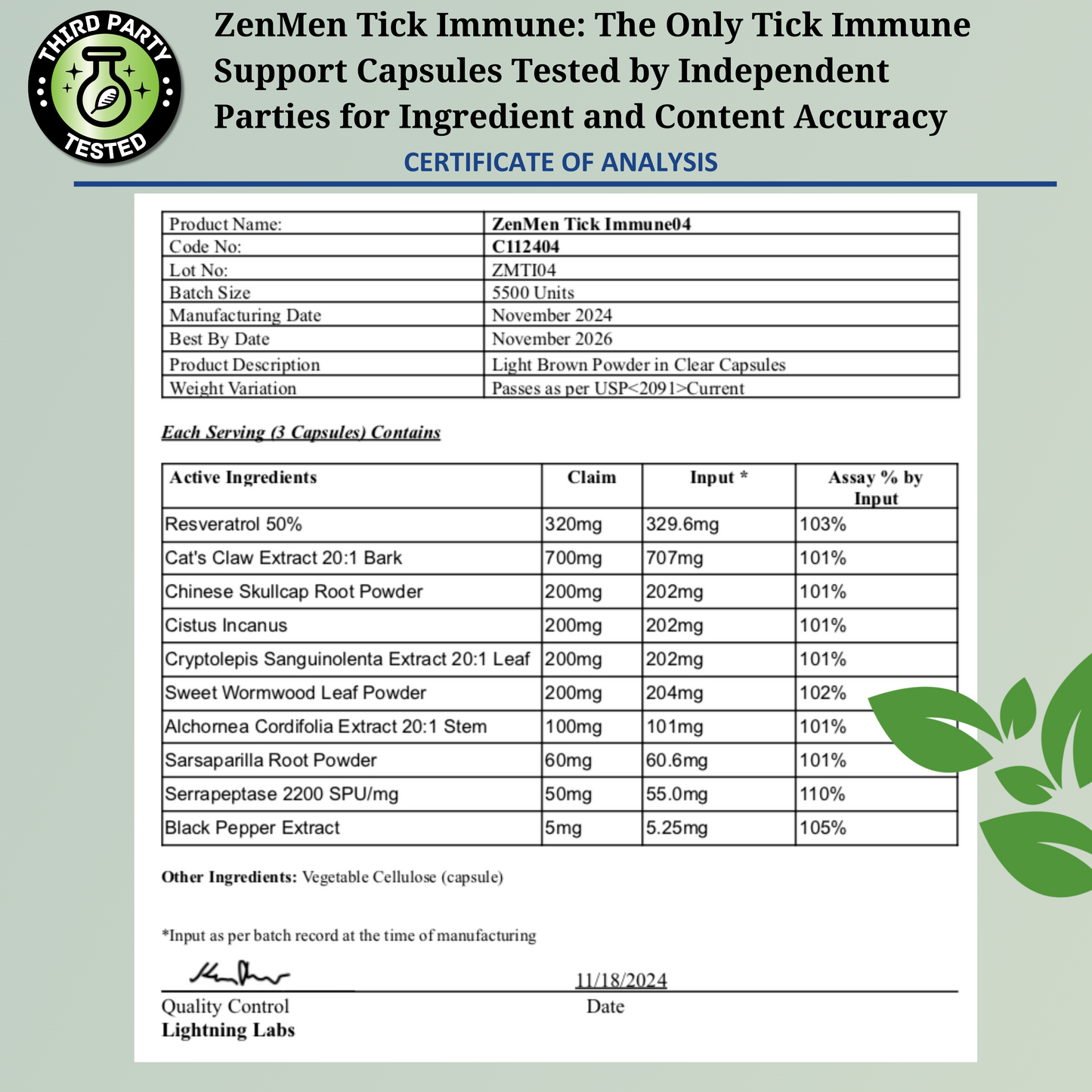 Tick Immune Support Supplement