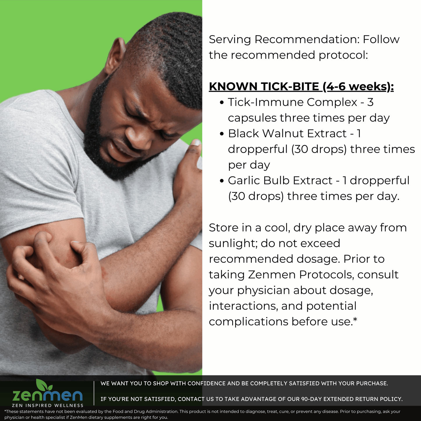 Zenmen Tick Immune Support, Monolaurin, Garlic, and Green Black Walnut Protocol