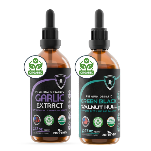 Organic Green Black Walnut Hull & Garlic Cloves Tincture Bundle