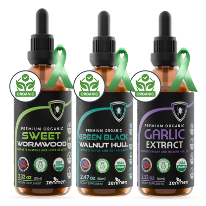 Organic Herbal Cleanse Tincture Bundle - Black Walnut, Wormwood & Garlic