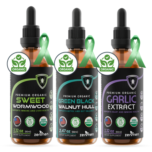 Organic Herbal Cleanse Tincture Bundle - Black Walnut, Wormwood & Garlic