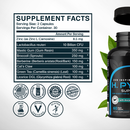 Zenmen H. Pylori Support Supplement - Supplement Facts