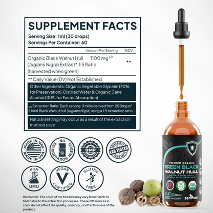 Zenmen Green Black Walnut Tincture - Supplement Facts