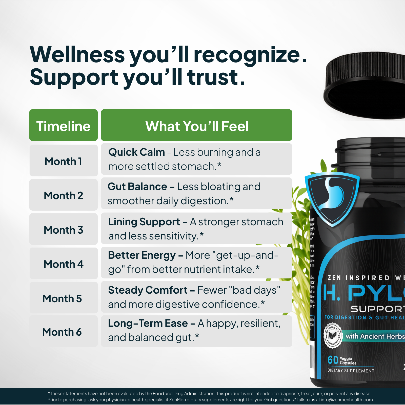 Zenmen H. Pylori Support Supplement - Timeline