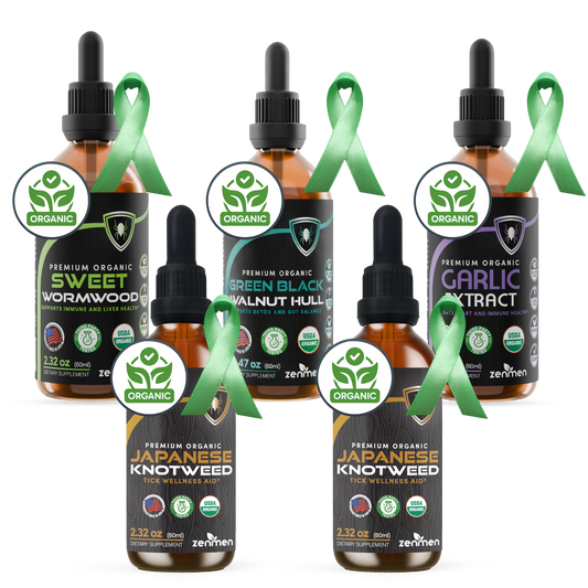 Organic Herbal Defense Bundle – Japanese Knotweed, Garlic, Green Black Walnut Hull & Sweet Wormwood