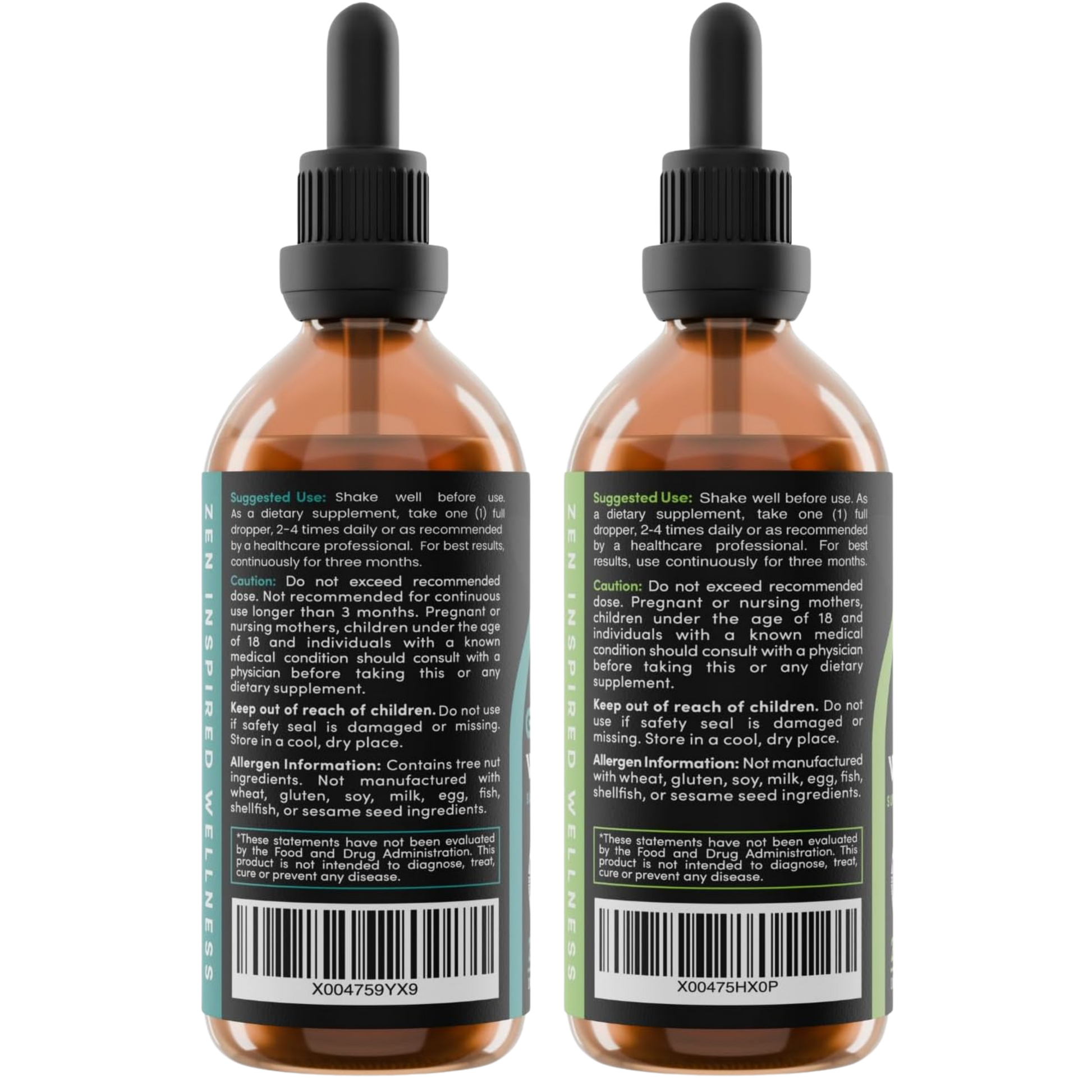 Zenmen Green Black Walnut and Sweet Wormwood Tincture Bundle - Supplement Facts
