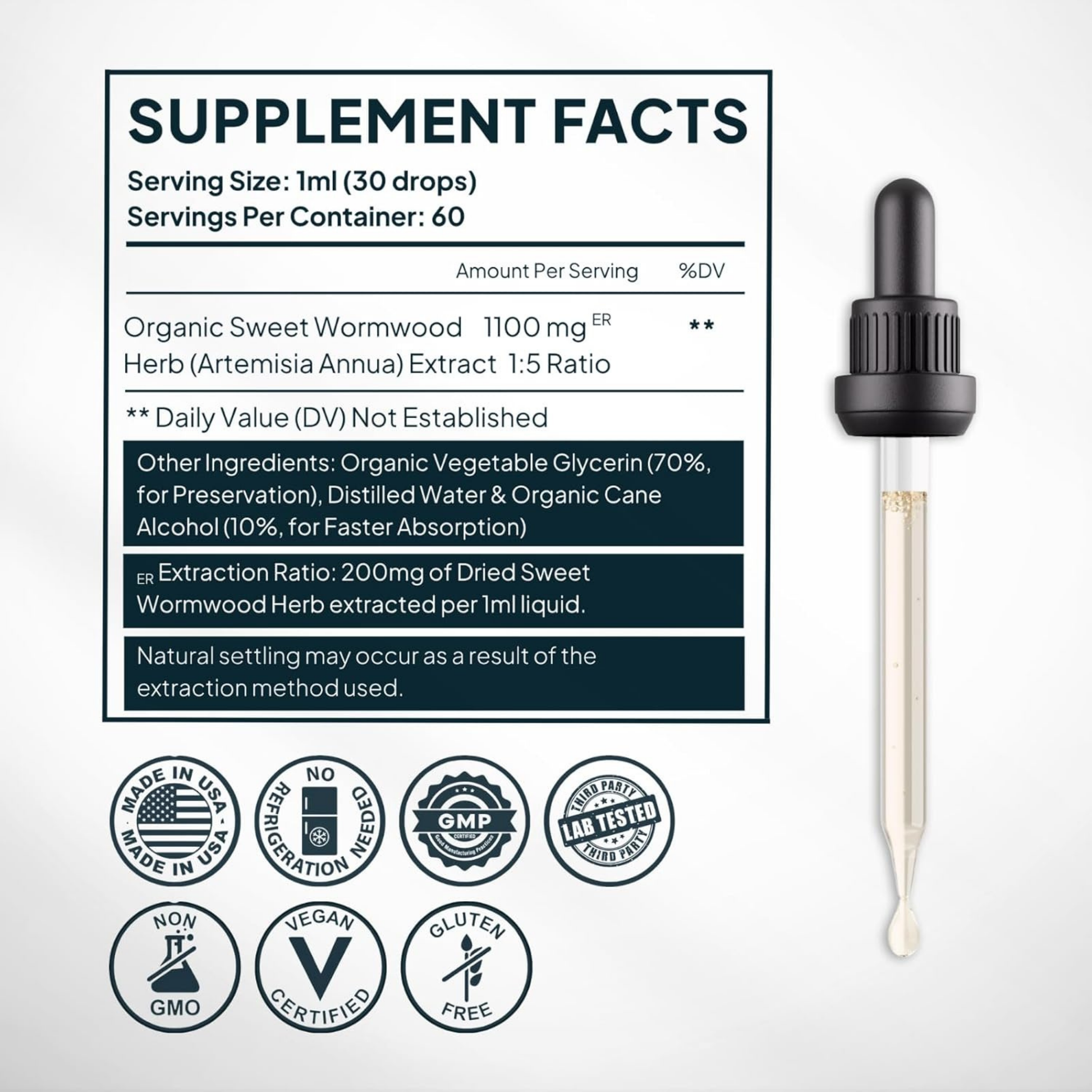 Zenmen Sweet Wormwood Tincture - Supplement Facts