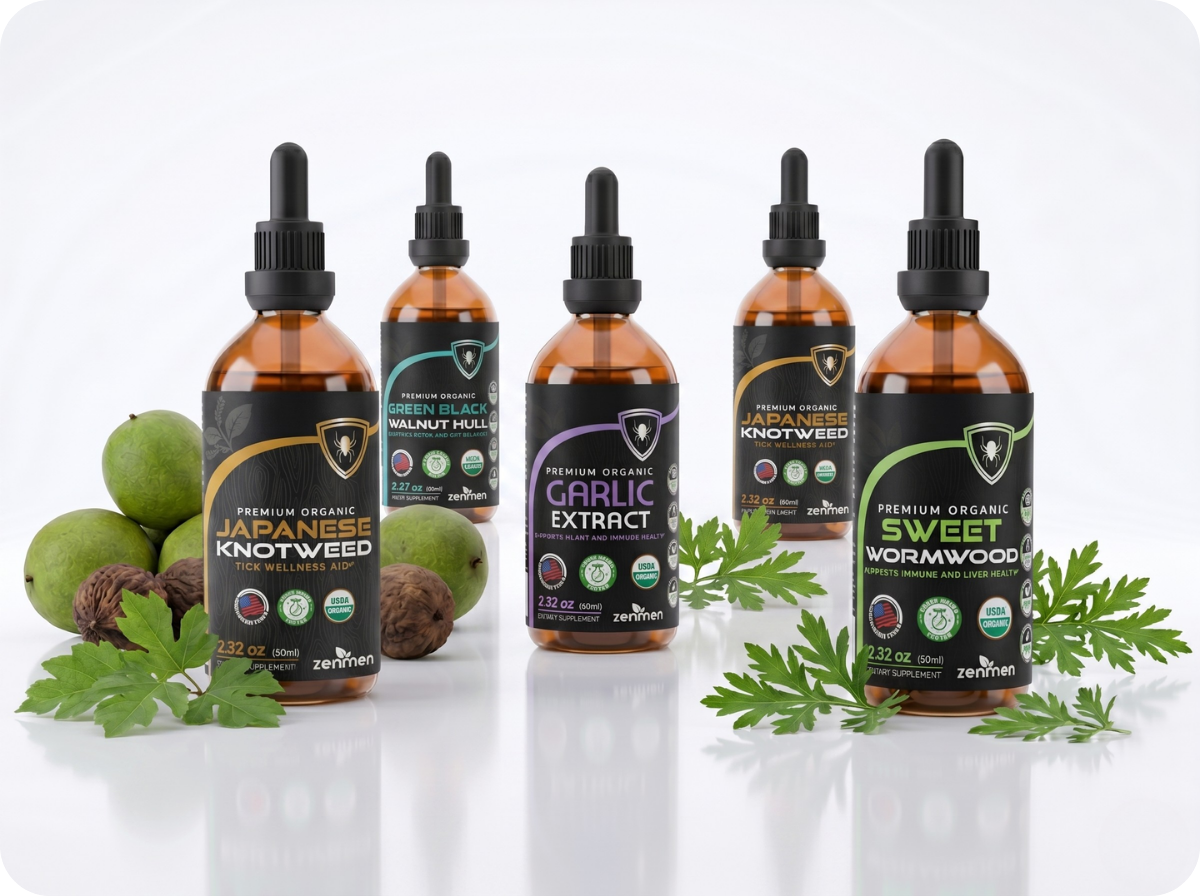 Organic Herbal Defense Bundle – Japanese Knotweed, Garlic, Green Black Walnut Hull & Sweet Wormwood