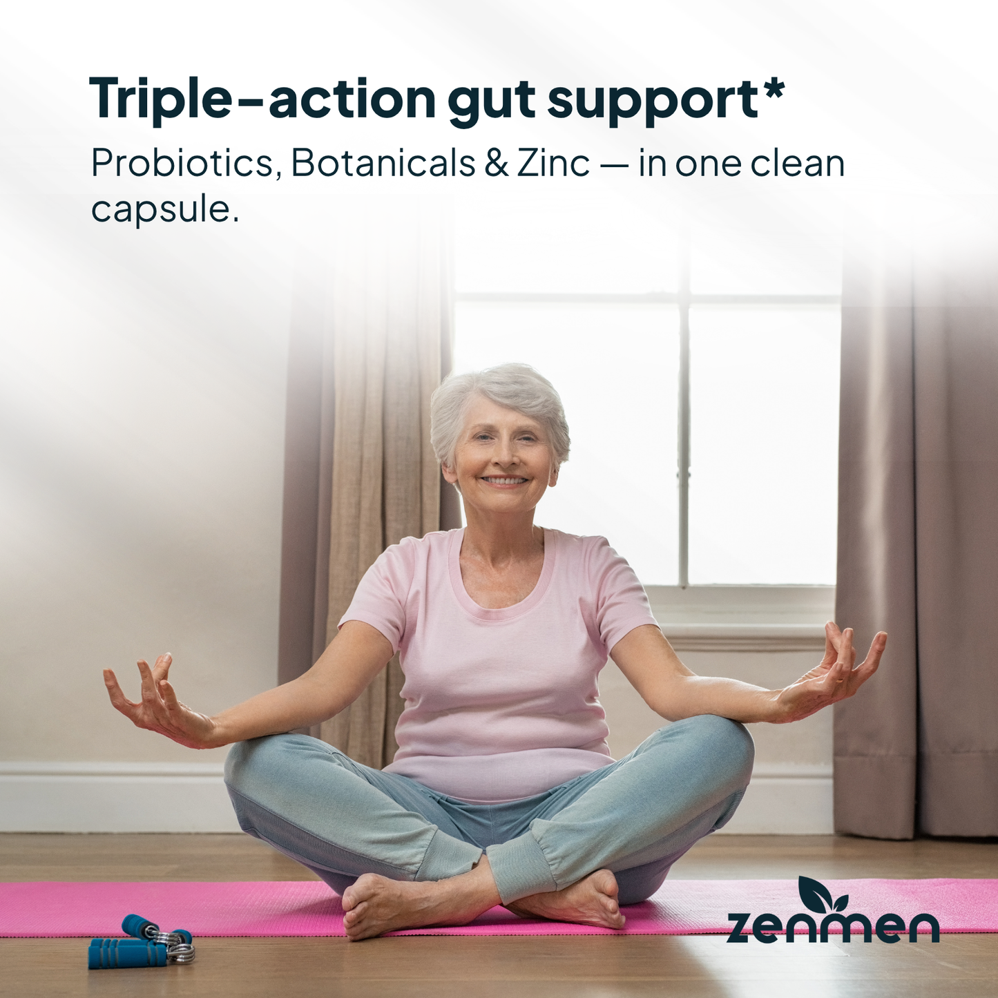 Triple-action H. pylori relief with botanicals and zinc for natural digestive wellness and meditation routine.